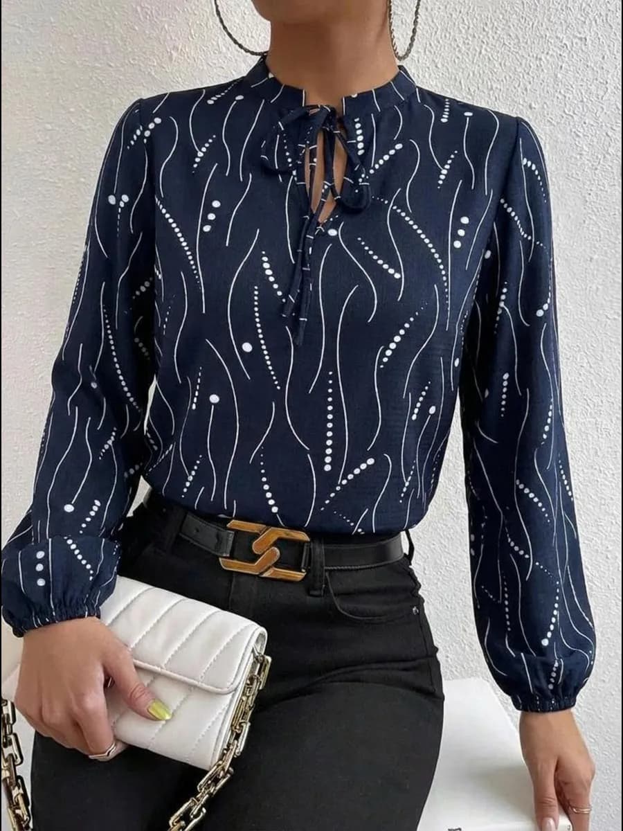 Блузка офисная с длинным рукавом женская больших размеров