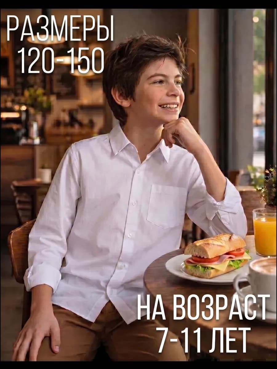 Рубашка школьная белая для мальчика