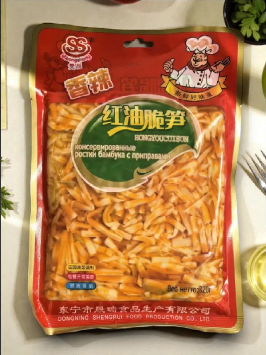 Маринованные хрустящие побеги бамбука острые