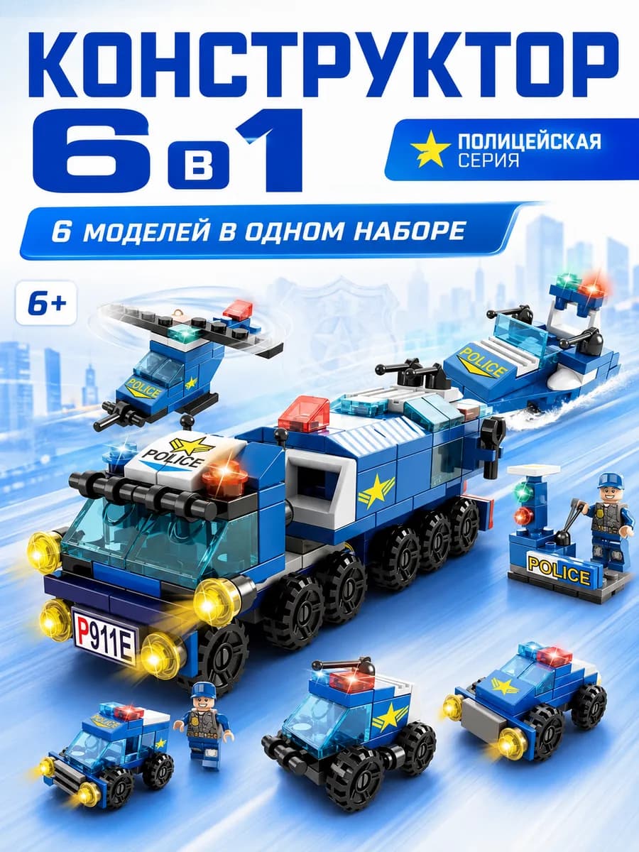 Конструктор пожарная машина 6в1 игрушка лего модель