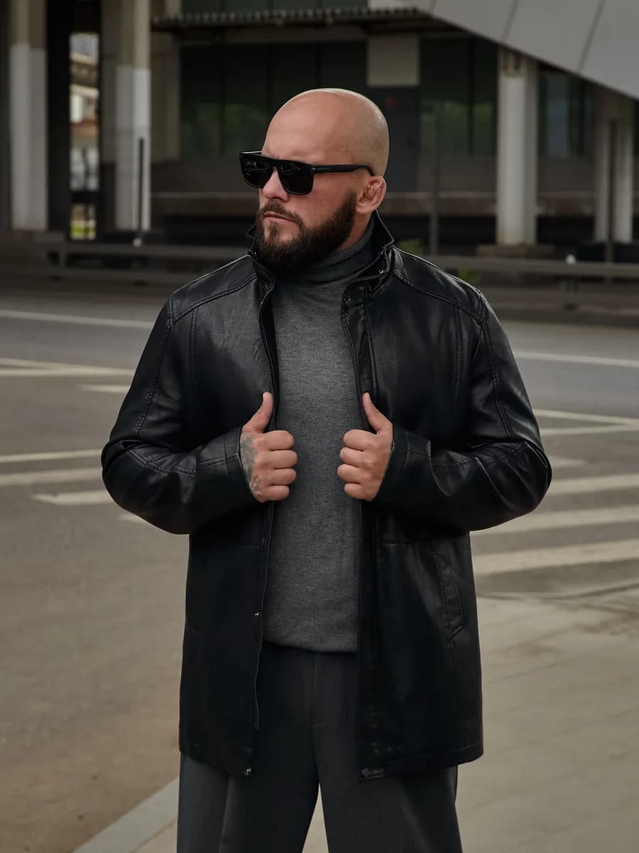 Куртка кожаная демисезонная пиджак удлиненный жакет