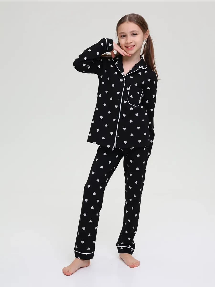 Пижама со штанами и рубашкой трикотажная хлопок