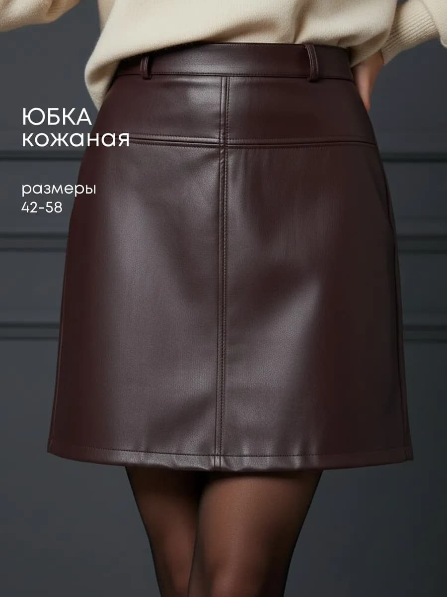 Юбка кожаная офисная
