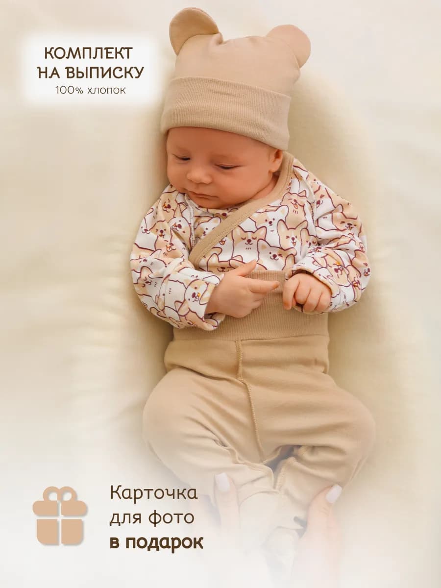 Костюм для новорожденного боди и ползунки с шапочкой