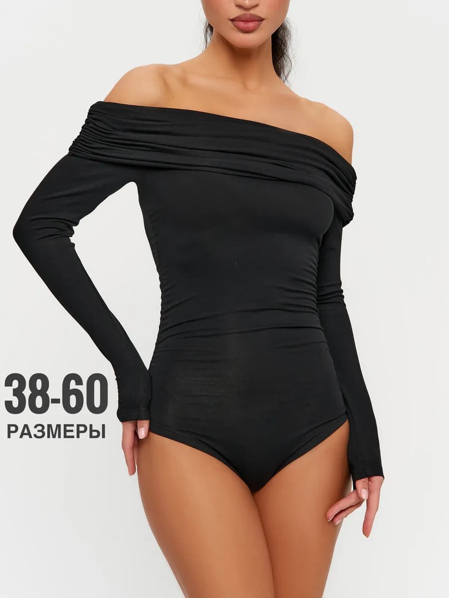 Боди со спущенными плечами и длинными рукавами - фото 1