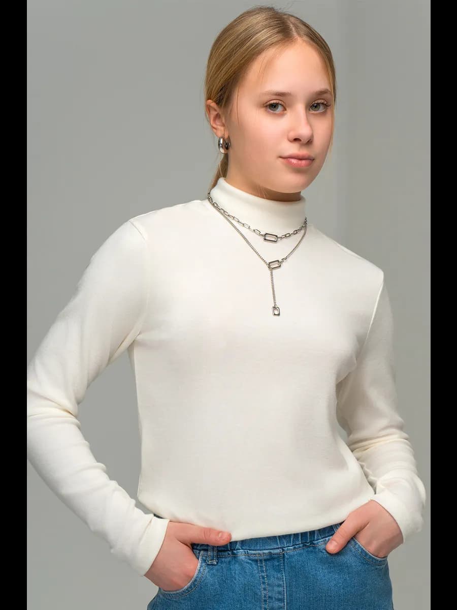 Водолазка в рубчик с воротником стойкой школьная - фото 1