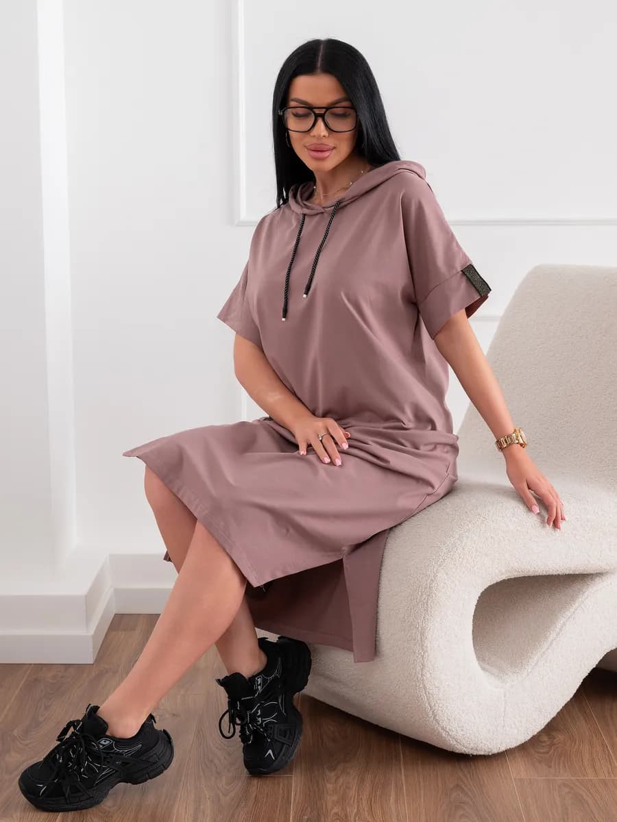 Платье женское летнее с капюшоном спорт-шик легкое