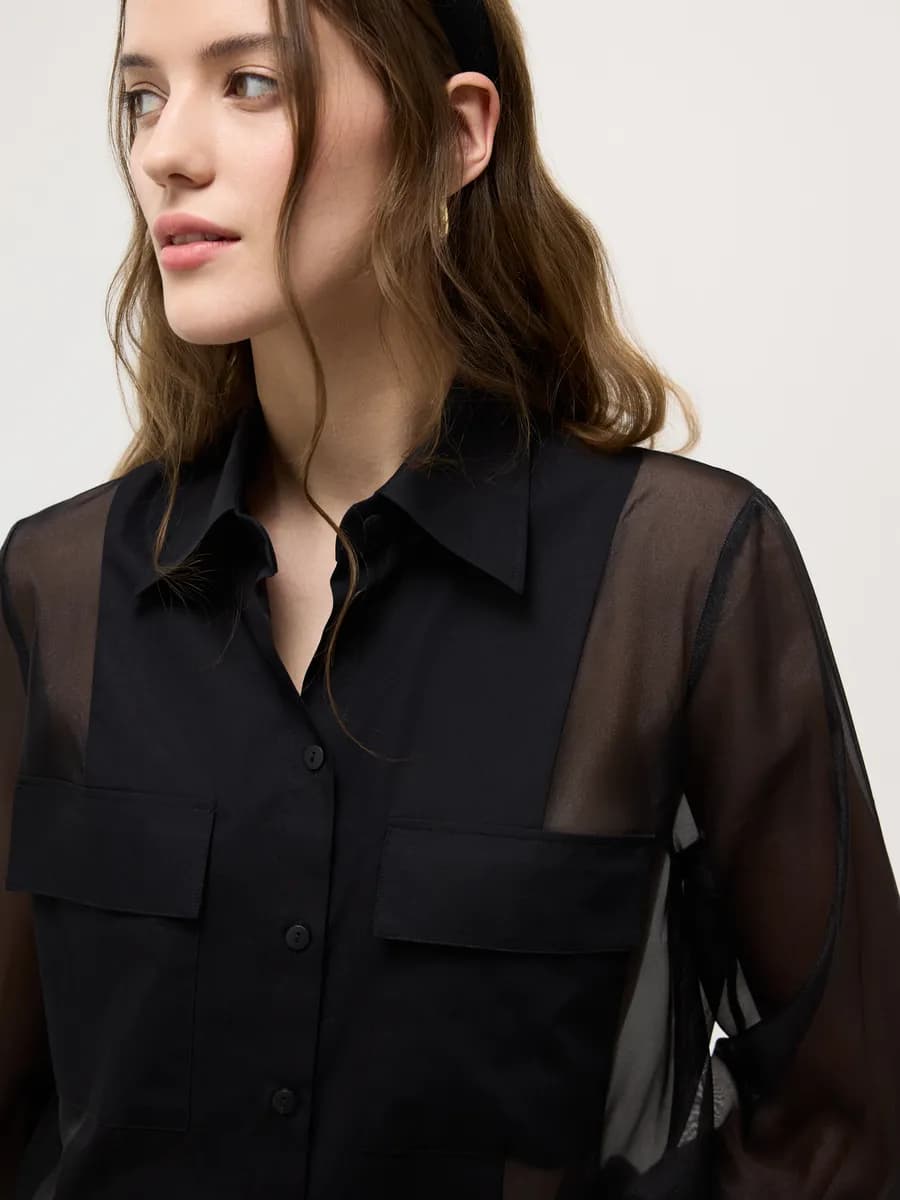 Хлопковая блуза с органзой