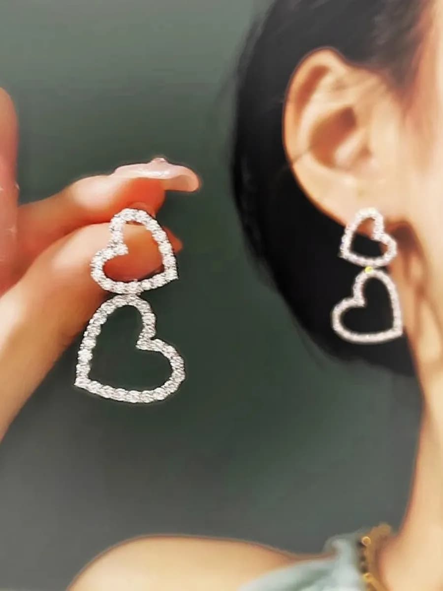 Серьги вечерние бижутерия Сердце