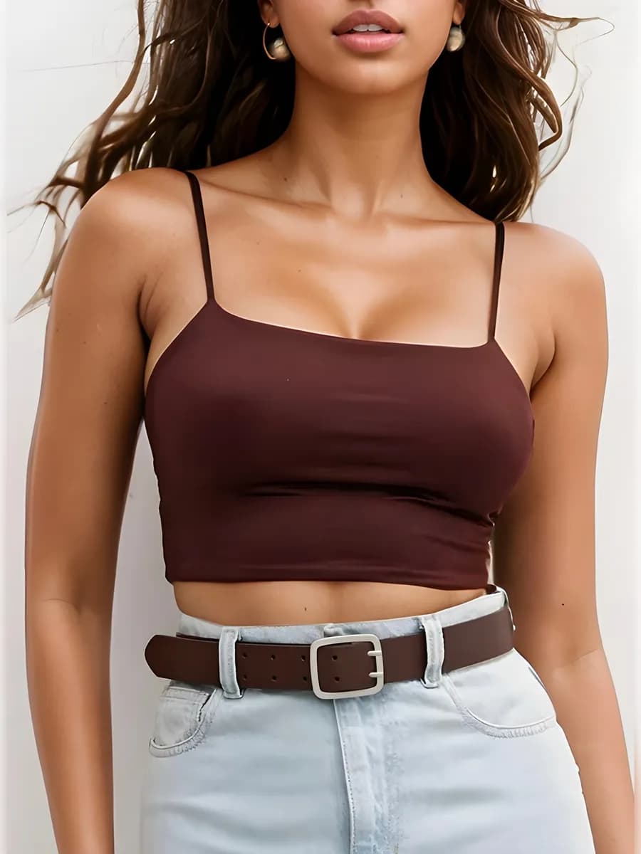 Топ на бретелях коричневый