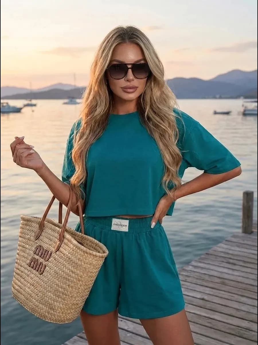 Костюм летний футболка топ с шортами