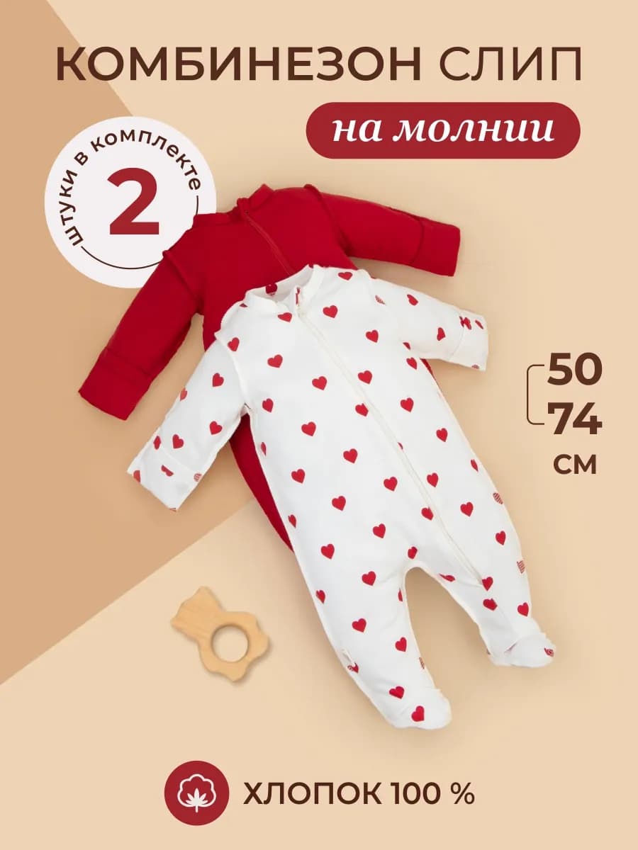 Слип для новорожденных нательный комбинезон на молнии малышу