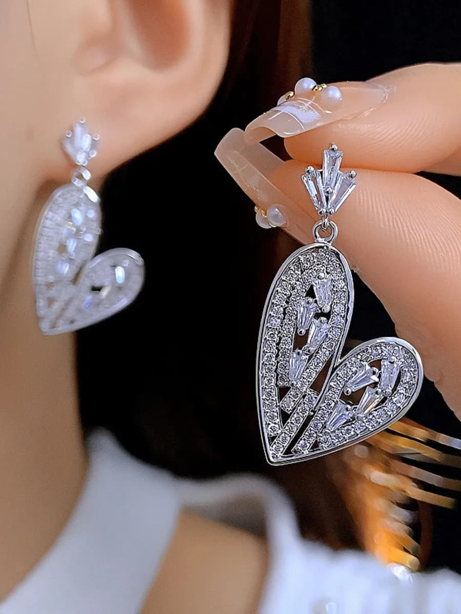 Серьги вечерние бижутерия Сердце