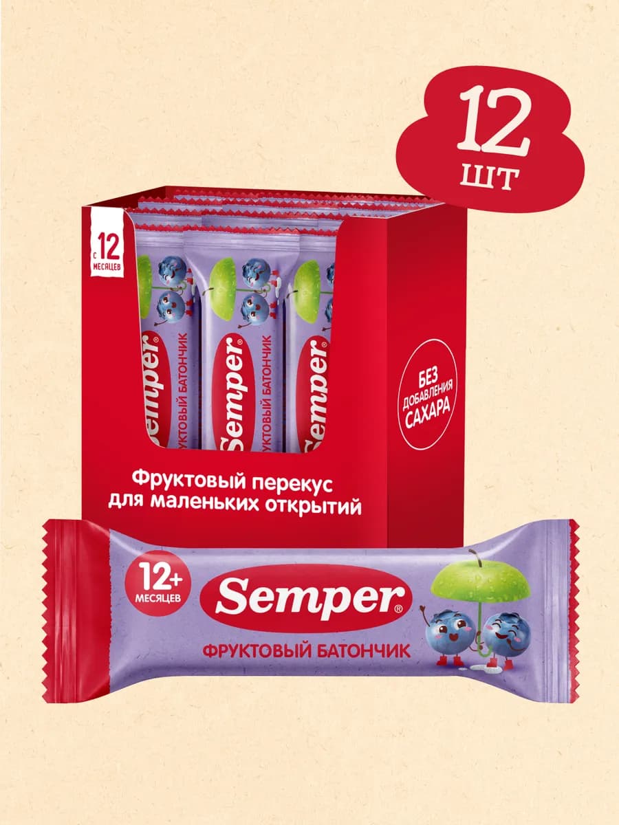Детский батончик яблоко-черника с 12 мес 12штх15гр