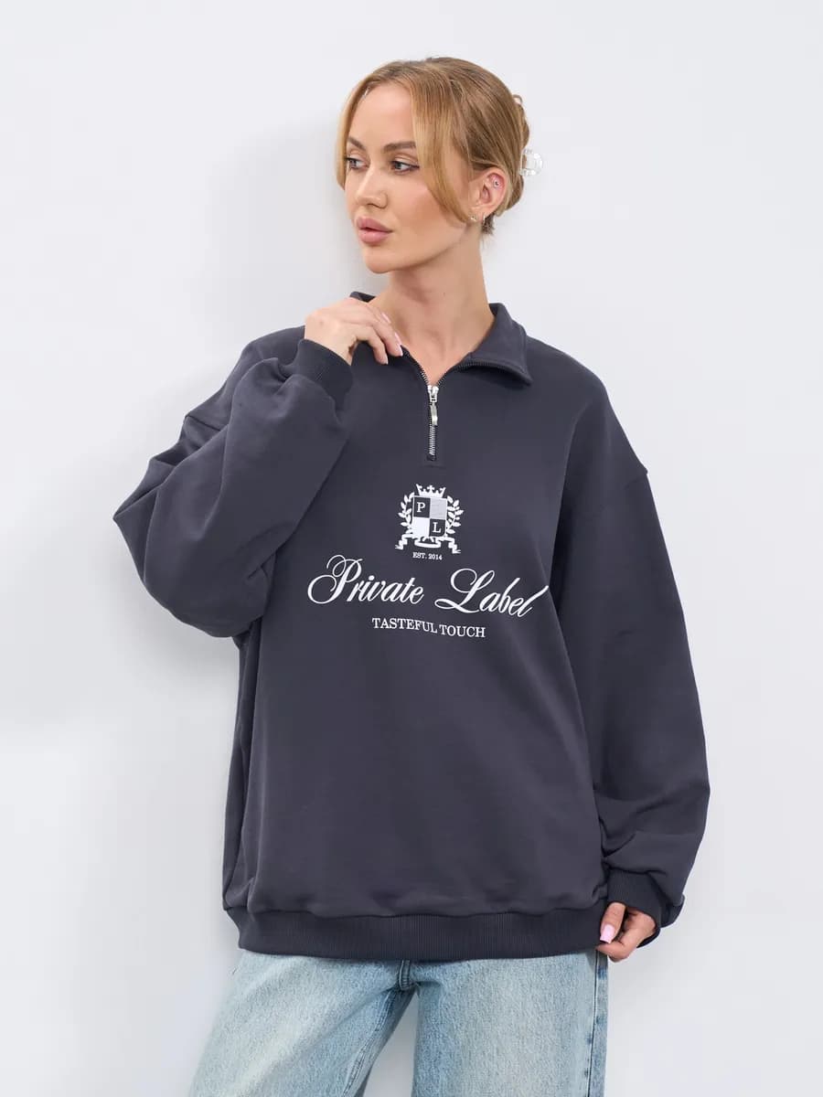 Свитшот женский с принтом без начеса