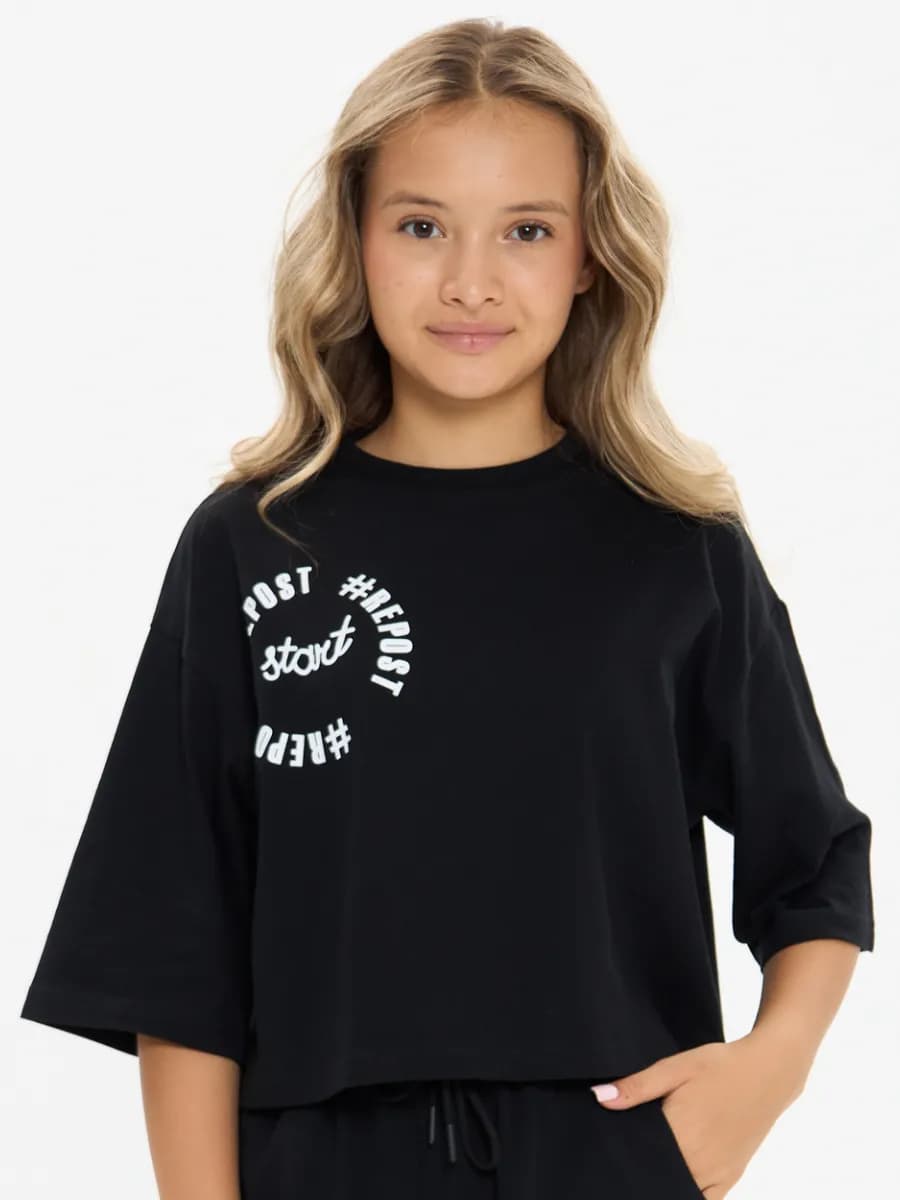 Футболка топ оверсайз укороченная для подростка