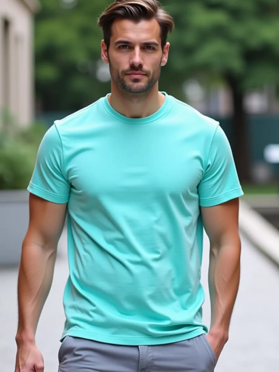 Бирюзовая футболка однотонная оверсайз