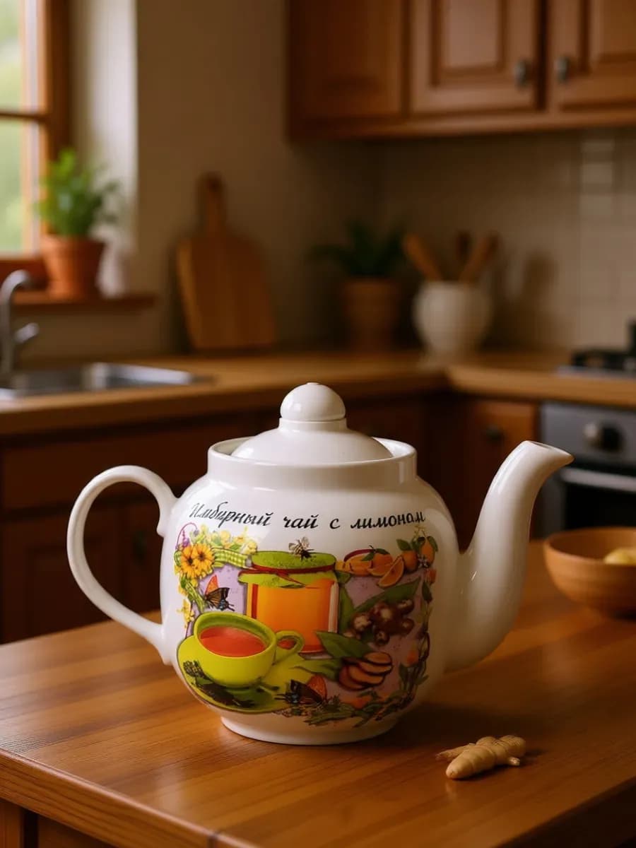 Чайник заварочный 700 мл. "Имбирный чай с лимоном"