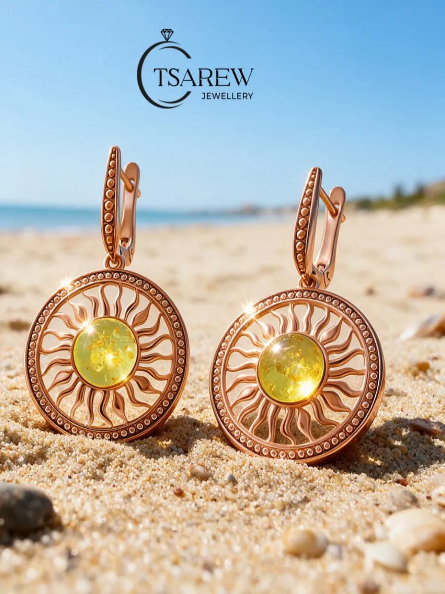 Серьги серебро 925 с натуральным янтарем