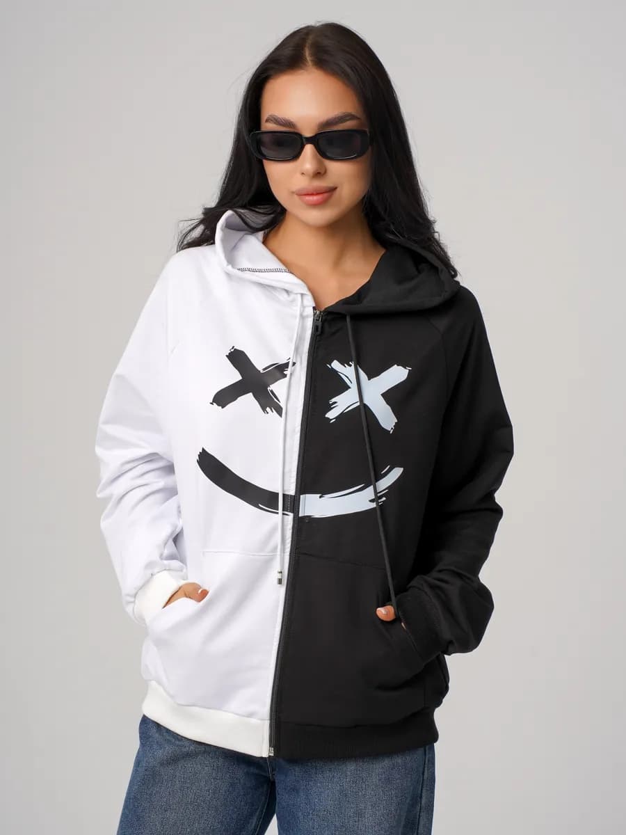 Зип Худи с принтом Смайл Marshmallow