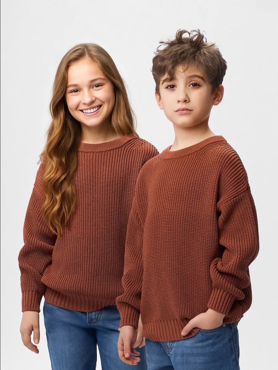 Джемпер для девочки и мальчика вязаный детский оверсайз