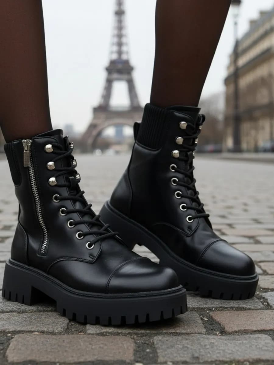 Ботинки демисезонные на платформе с шнурками