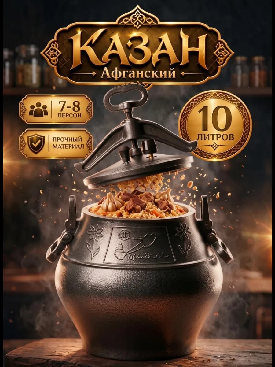 Афганский казан 10 литров с крышкой