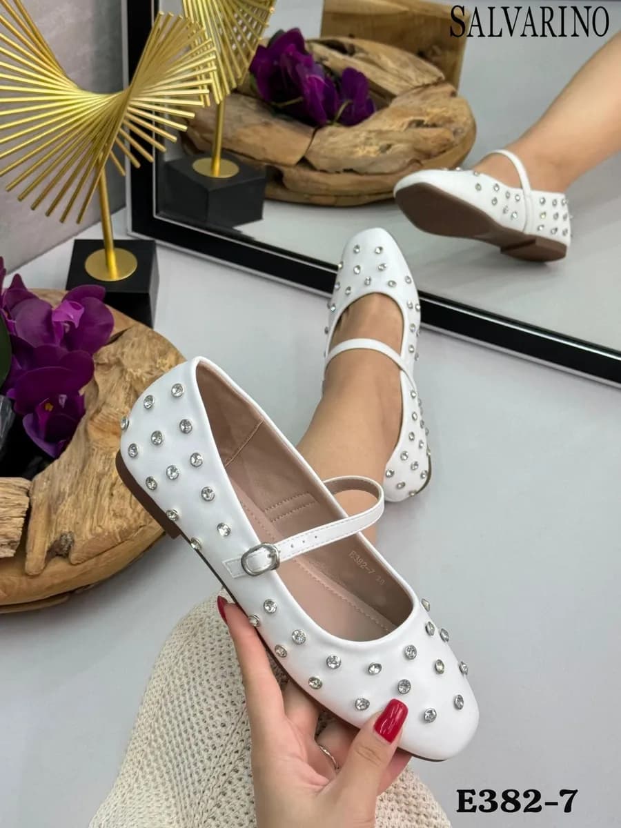 Балетки туфли на низком каблуке со стразами мэри джейн