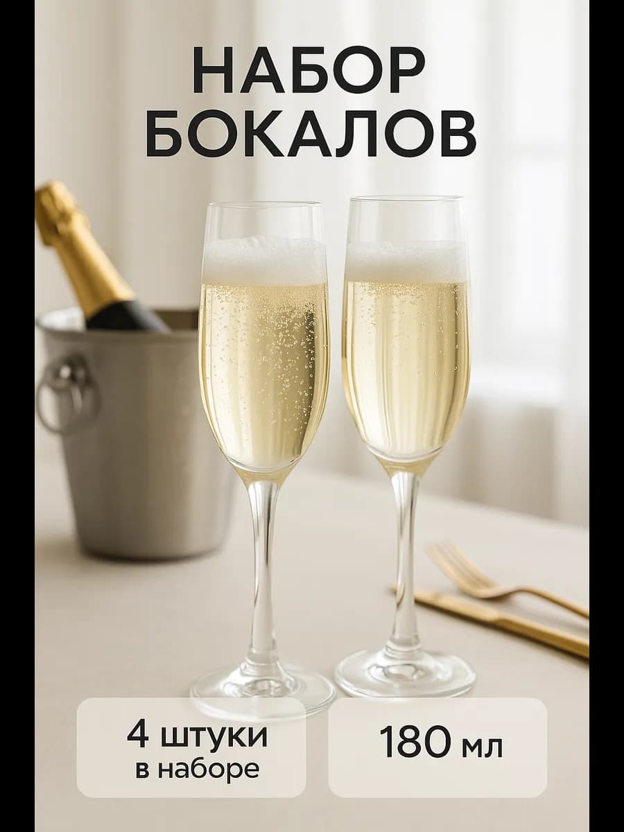 Бокалы для шампанского 4 шт Resto 180мл 440419 4