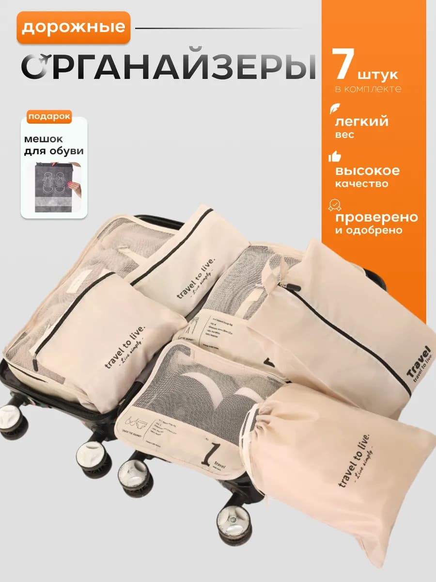 Дорожный органайзер для чемодана и путешествий набор