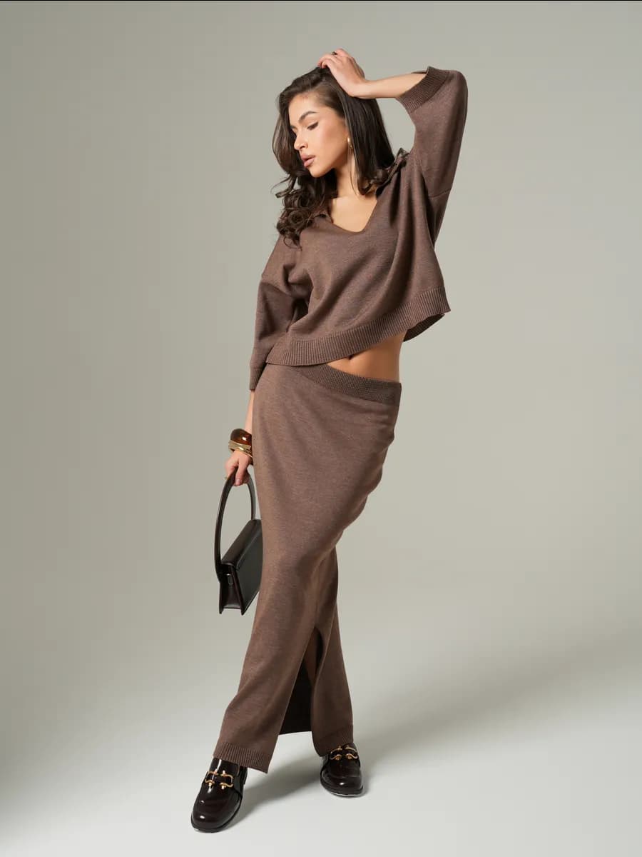 Юбка вязаная миди длинная