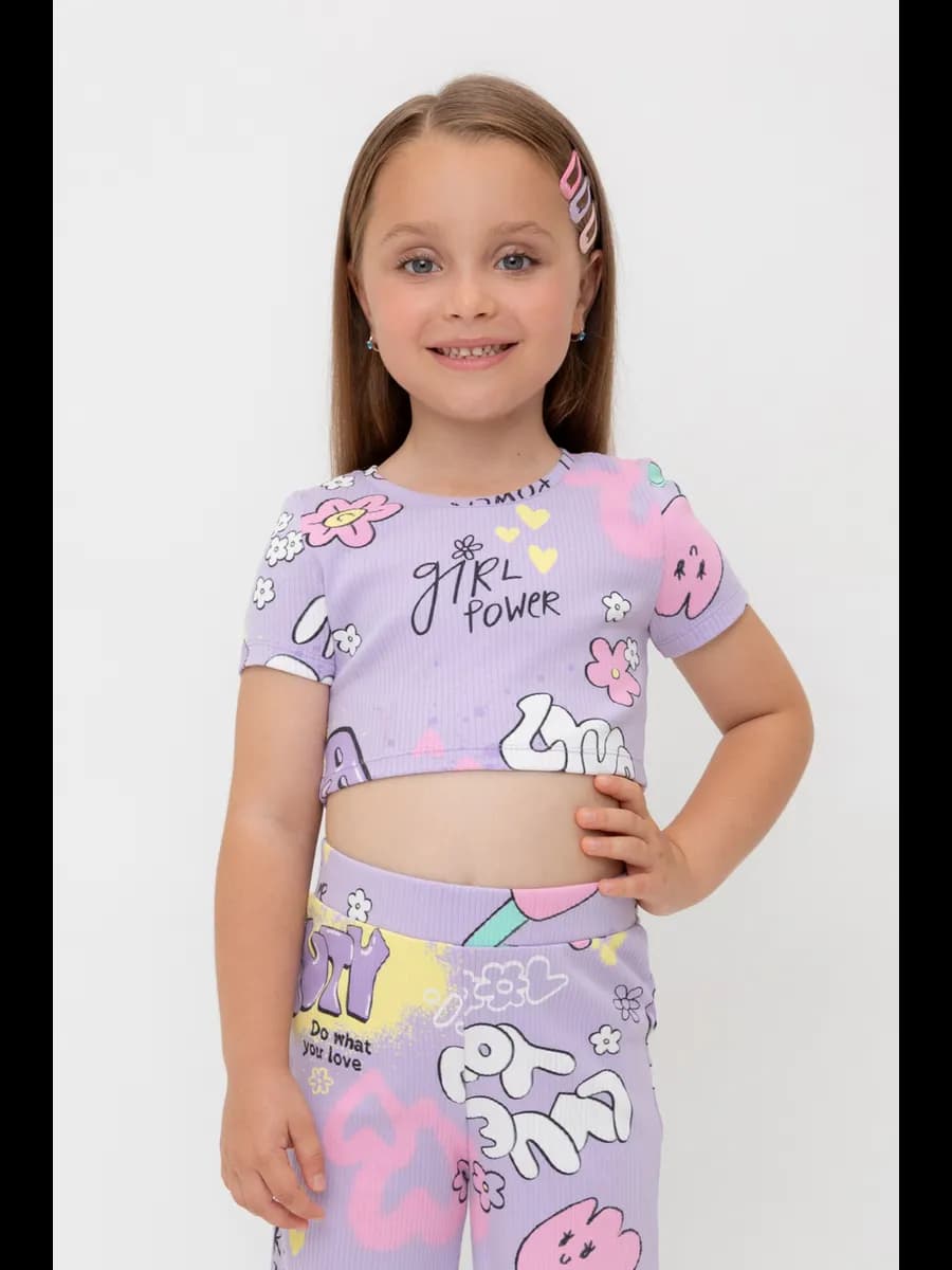 Футболка укороченная в рубчик из хлопка