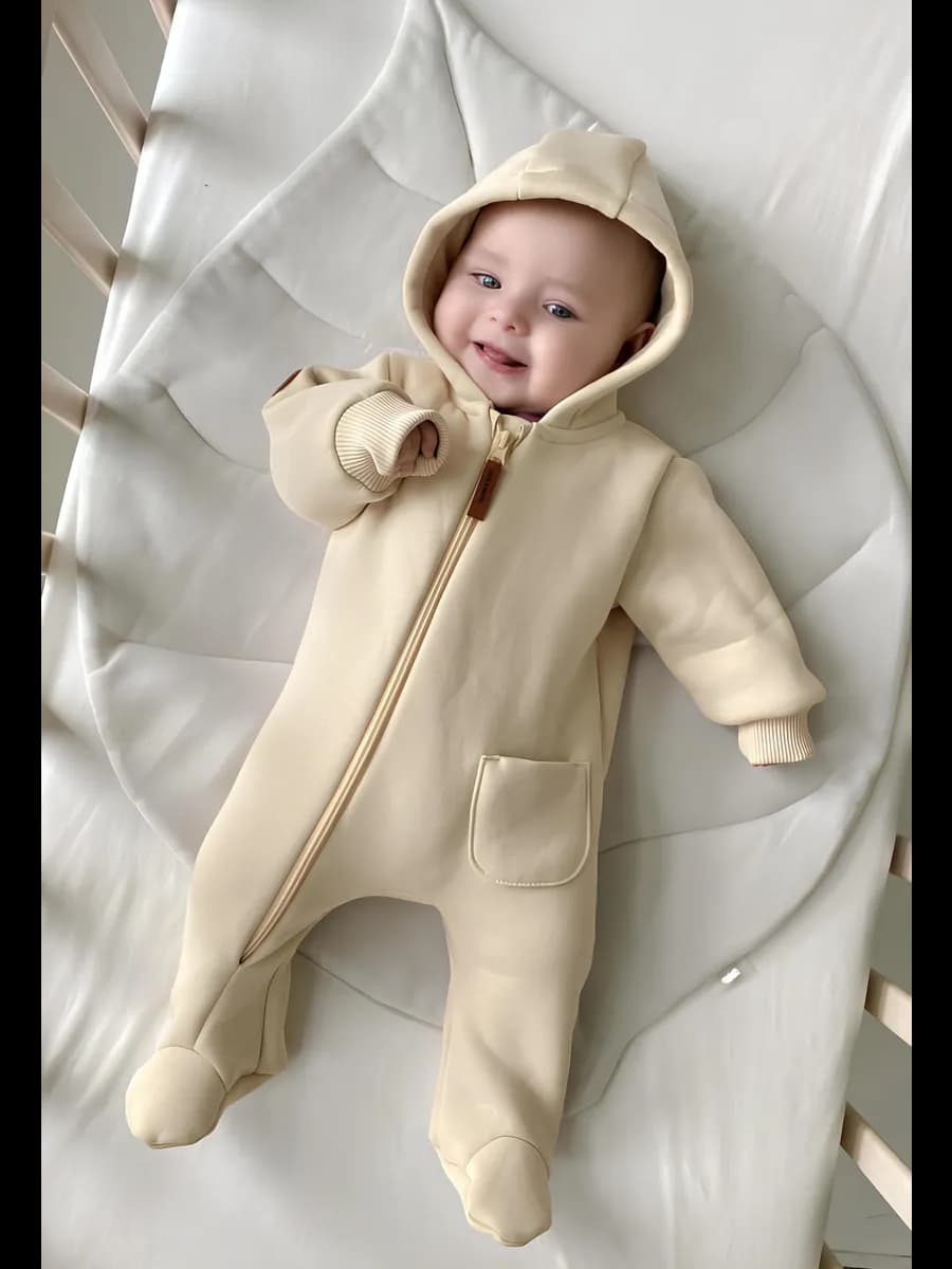 Комбинезон детский из футера с начесом для новорожденных - фото 1