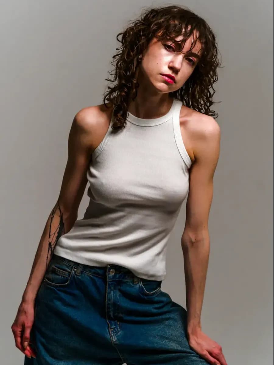 Майка топ под пиджак базовый в рубчик