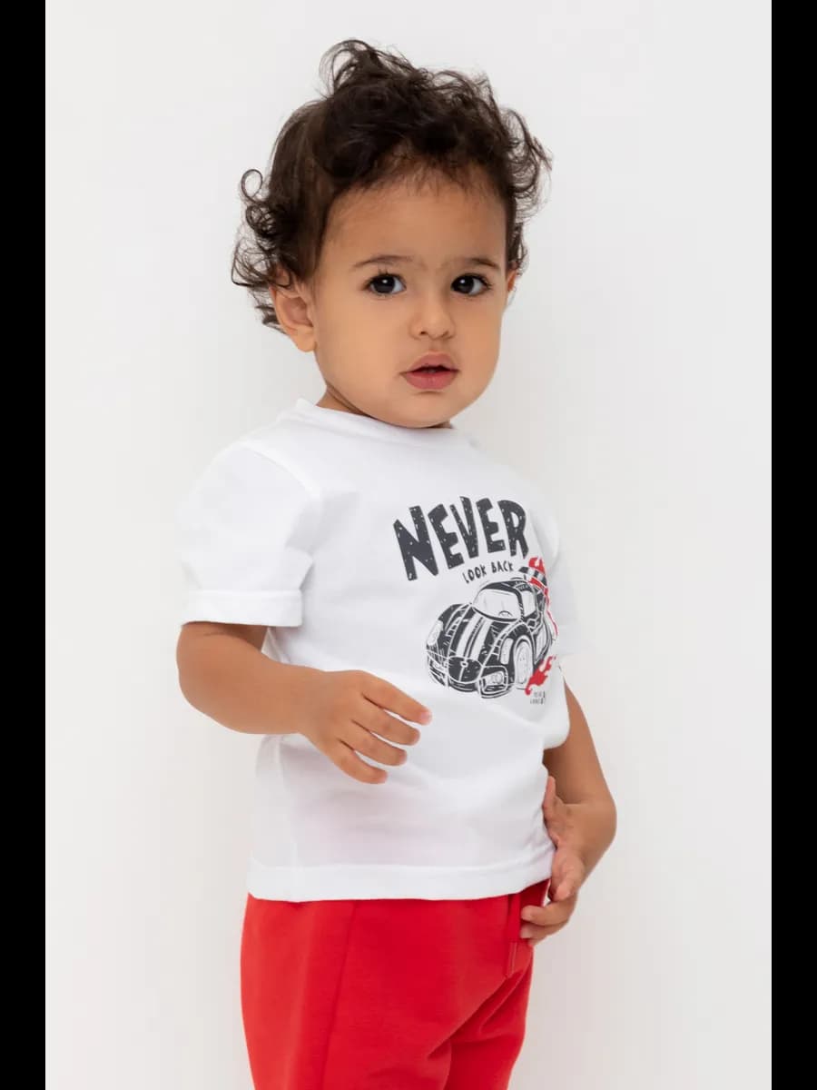 Трикотажная футболка с принтом для малыша хлопок - фото 1