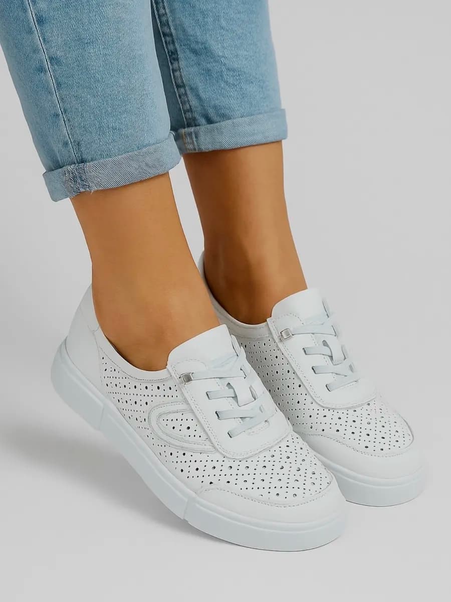 Кеды из натуральной кожи на платформе