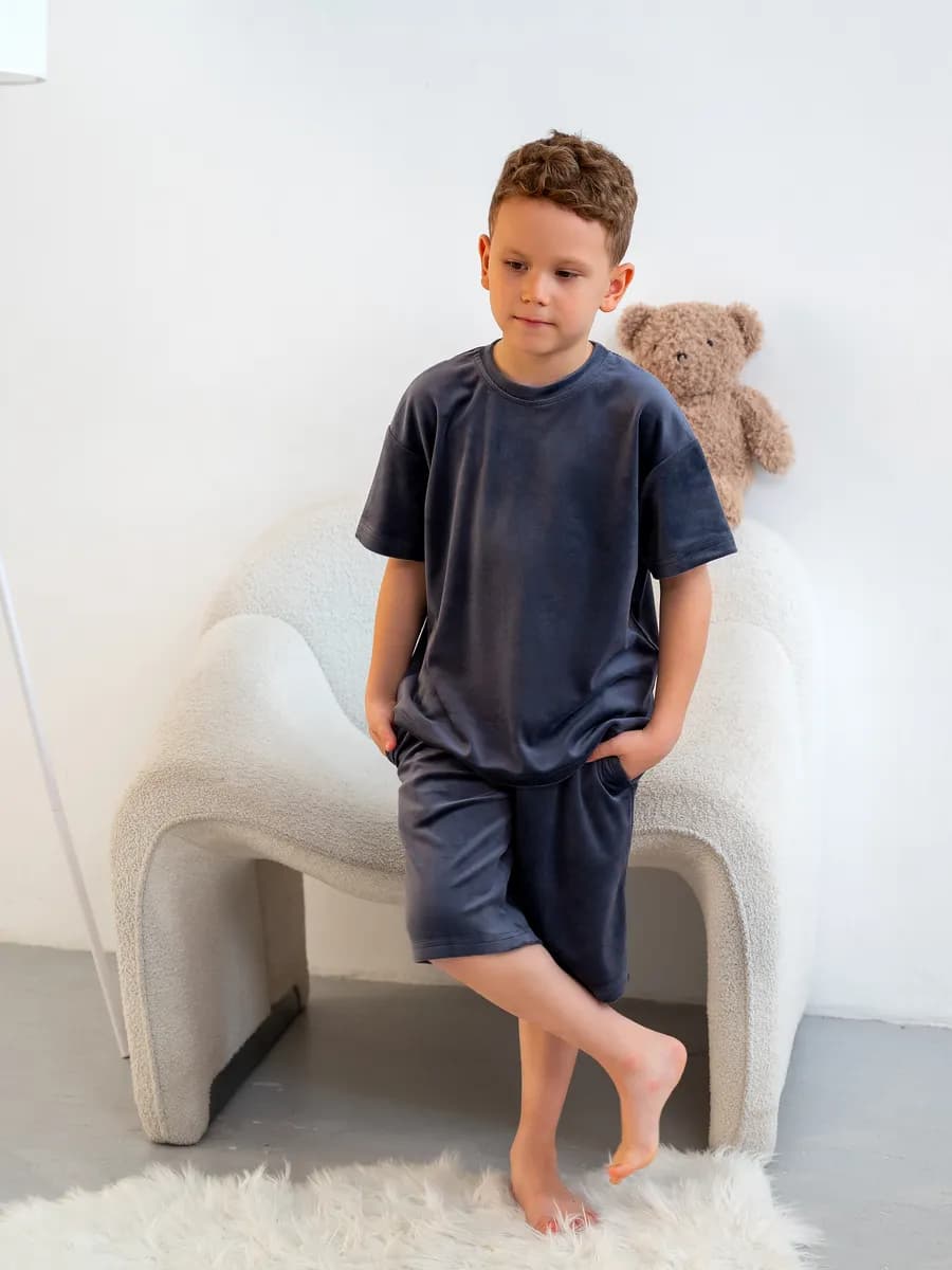 Костюм для мальчика с шортами домашний велюровый пижама
