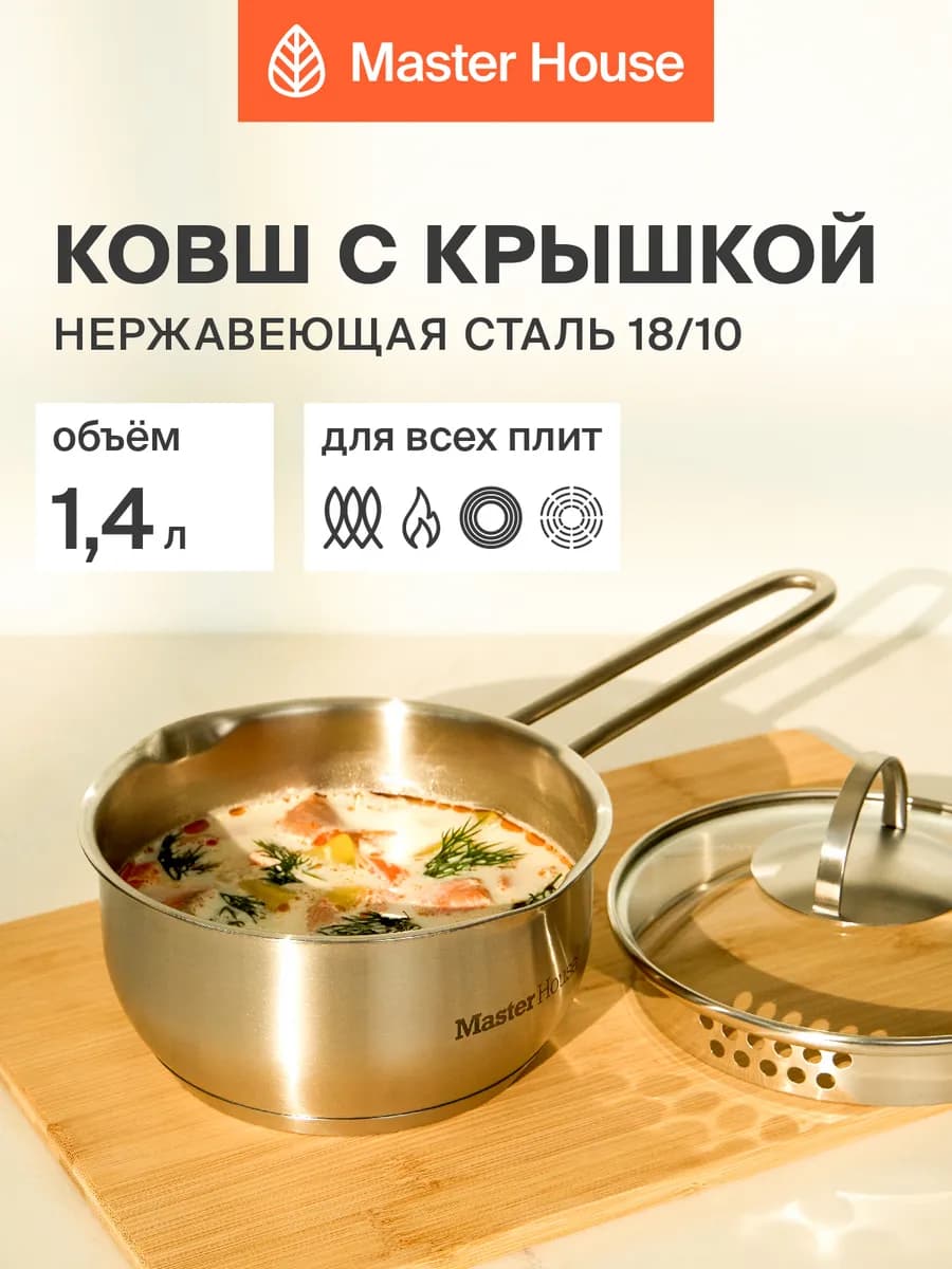 Сотейник с крышкой и толстым дном 1,4 л