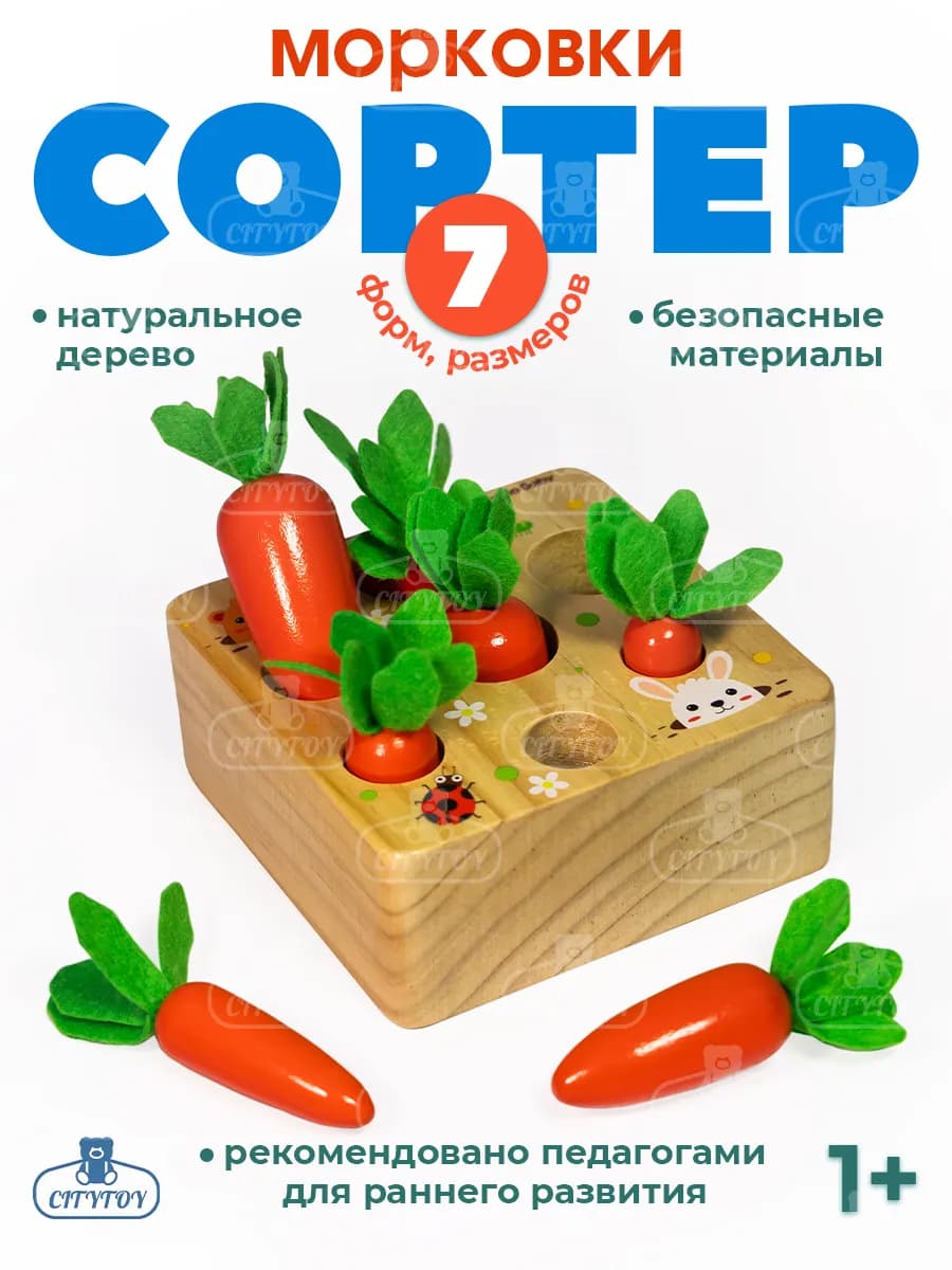 Сортер деревянный развивающий для детей Морковки