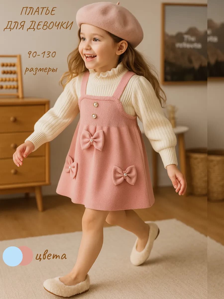 Платье трикотажное в садик - фото 1