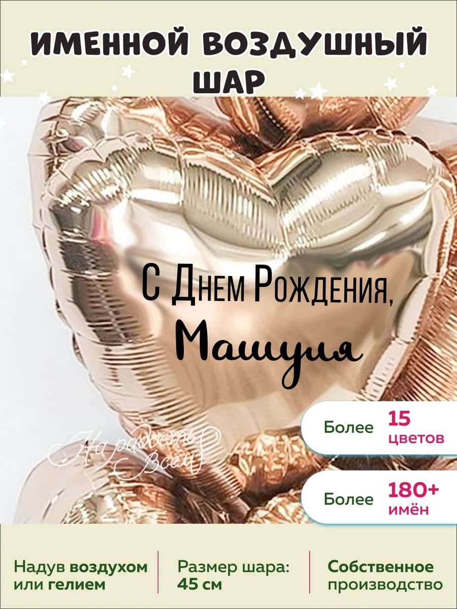 Именной воздушный шар Машуля, Мария, Машенька