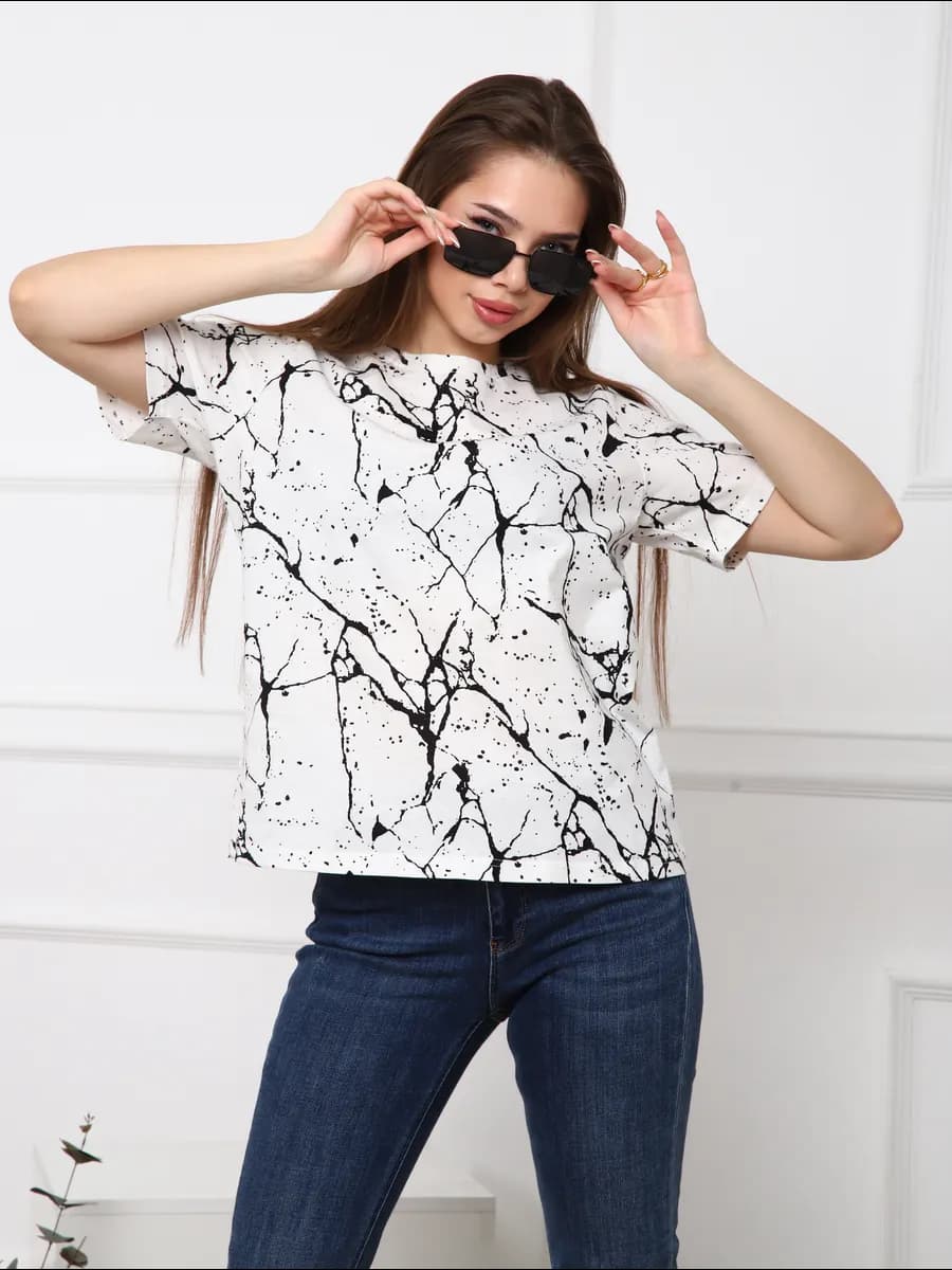 Футболка базовая домашняя больших размеров новогодняя - фото 1