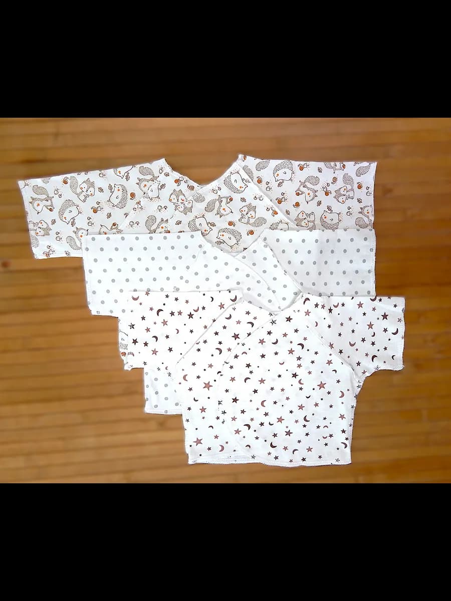 Распашонки для новорожденных без кнопок и завязок 3шт