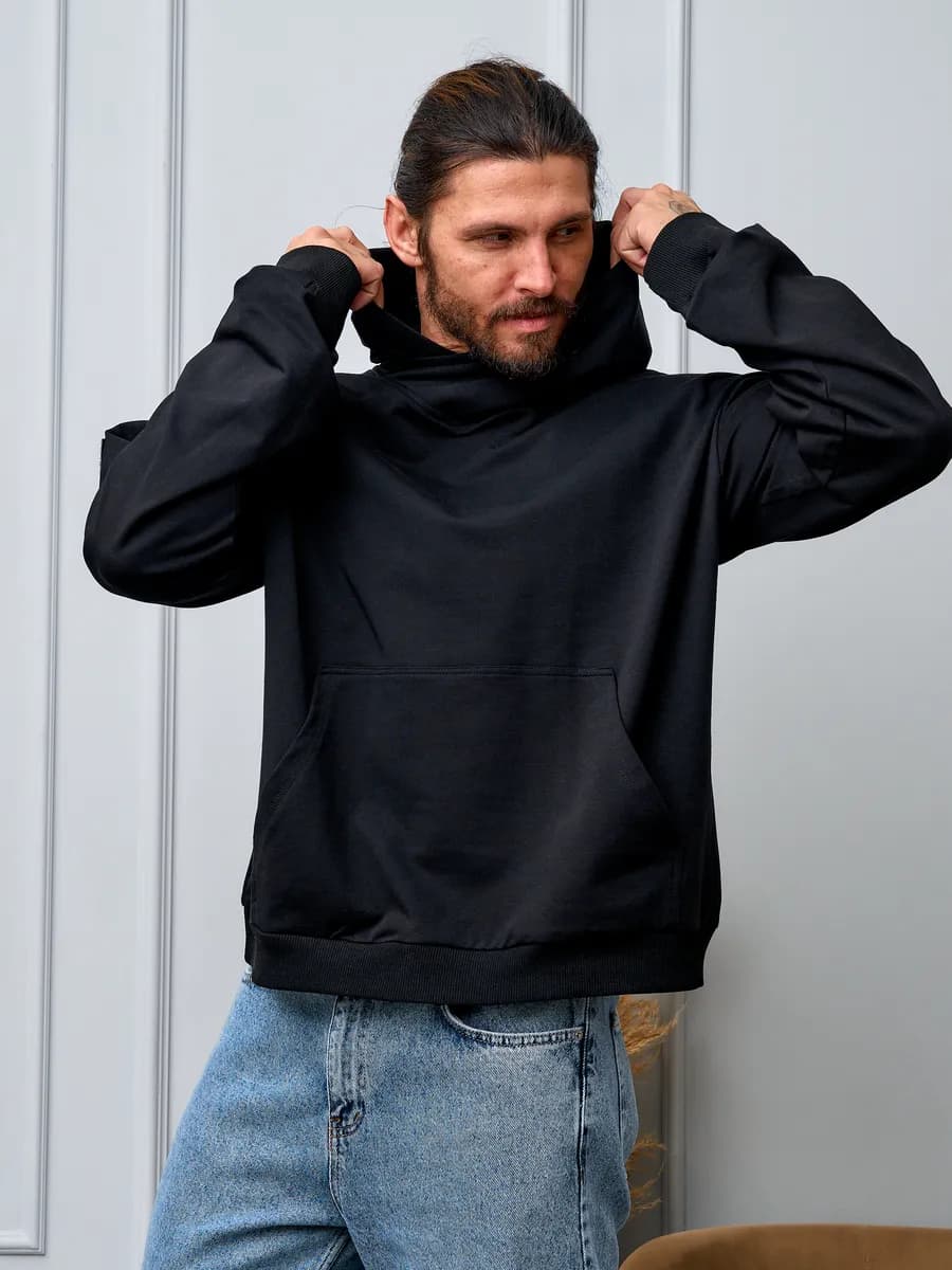 Худи оверсайз с капюшоном и начесом с липучками для шевронов