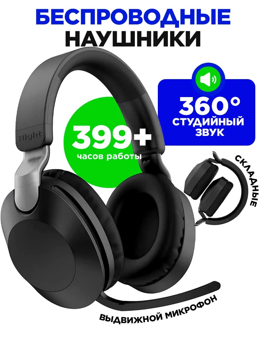 Наушники беспроводные большие игровые с микрофоном