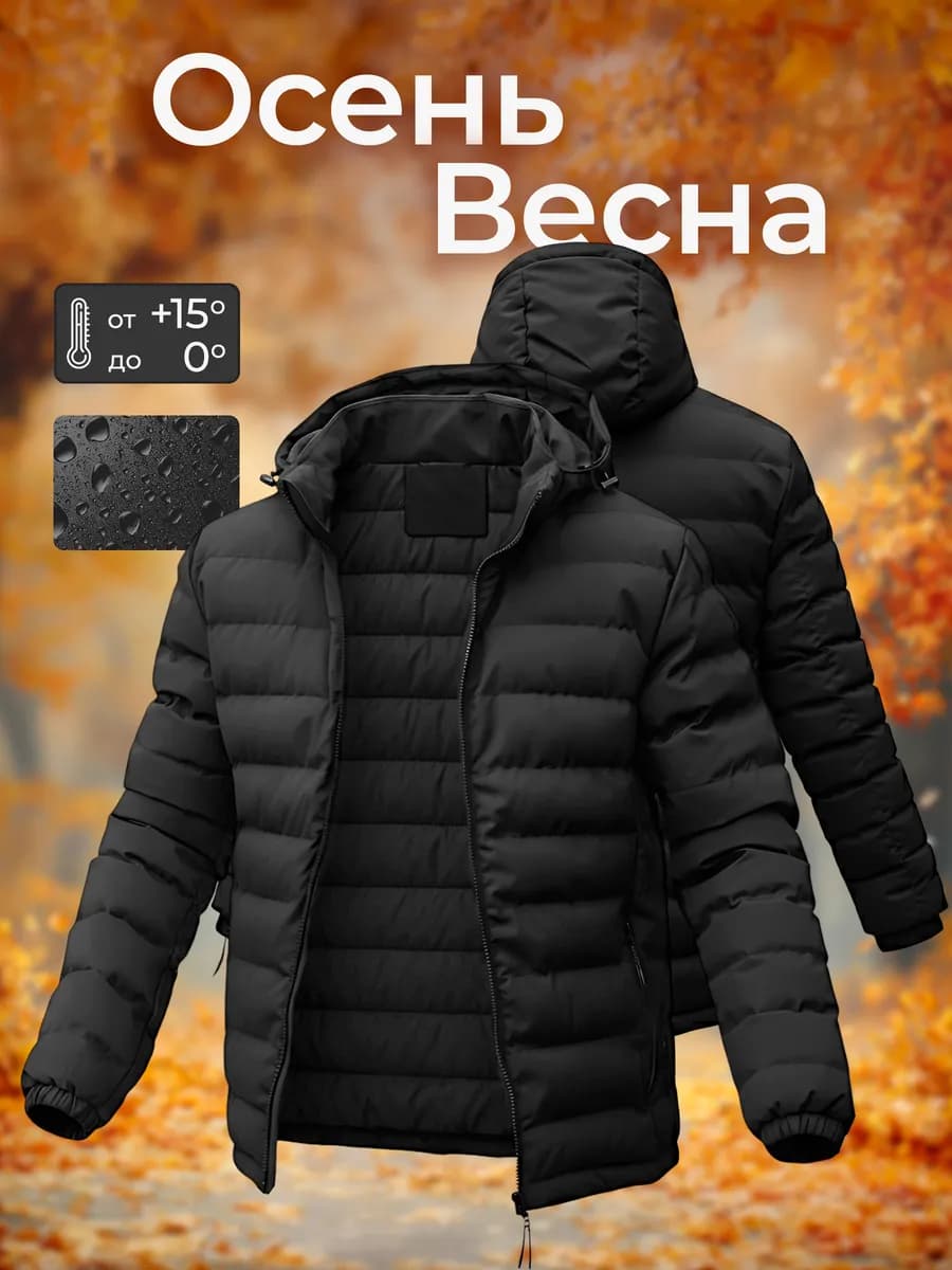Куртка осенняя с капюшоном утепленная