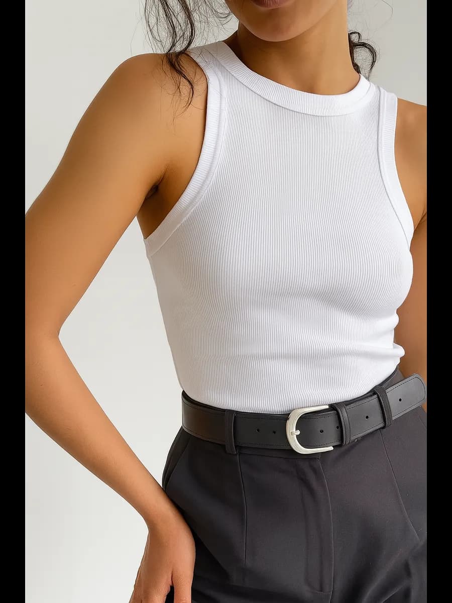 Майка борцовка под пиджак в рубчик