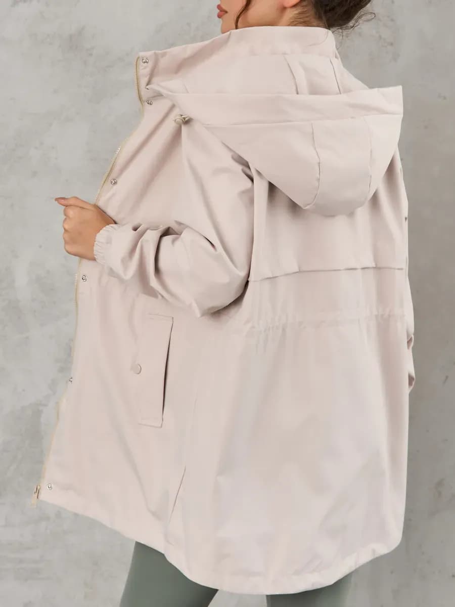 Ветровка удлиненная весенняя с капюшоном