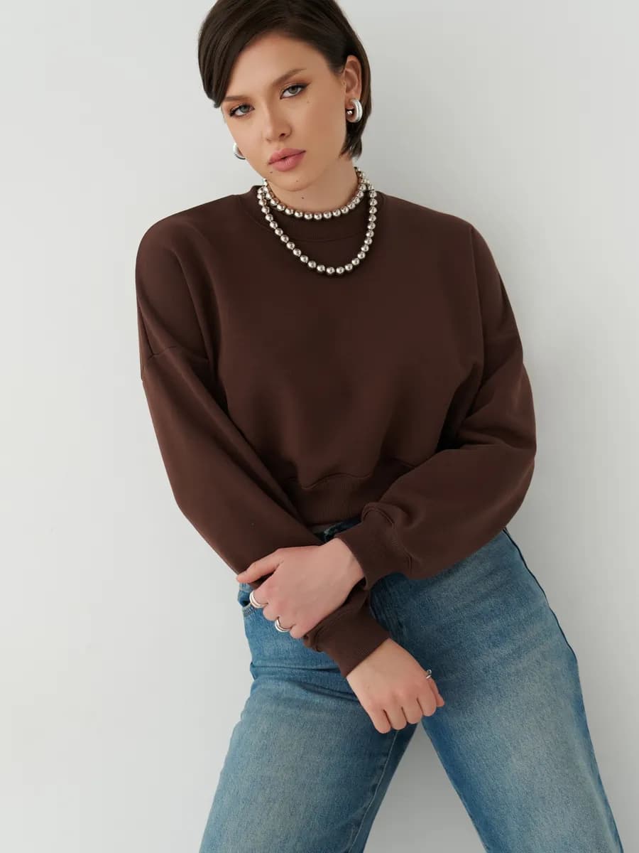 свитшот оверсайз укороченный без начеса