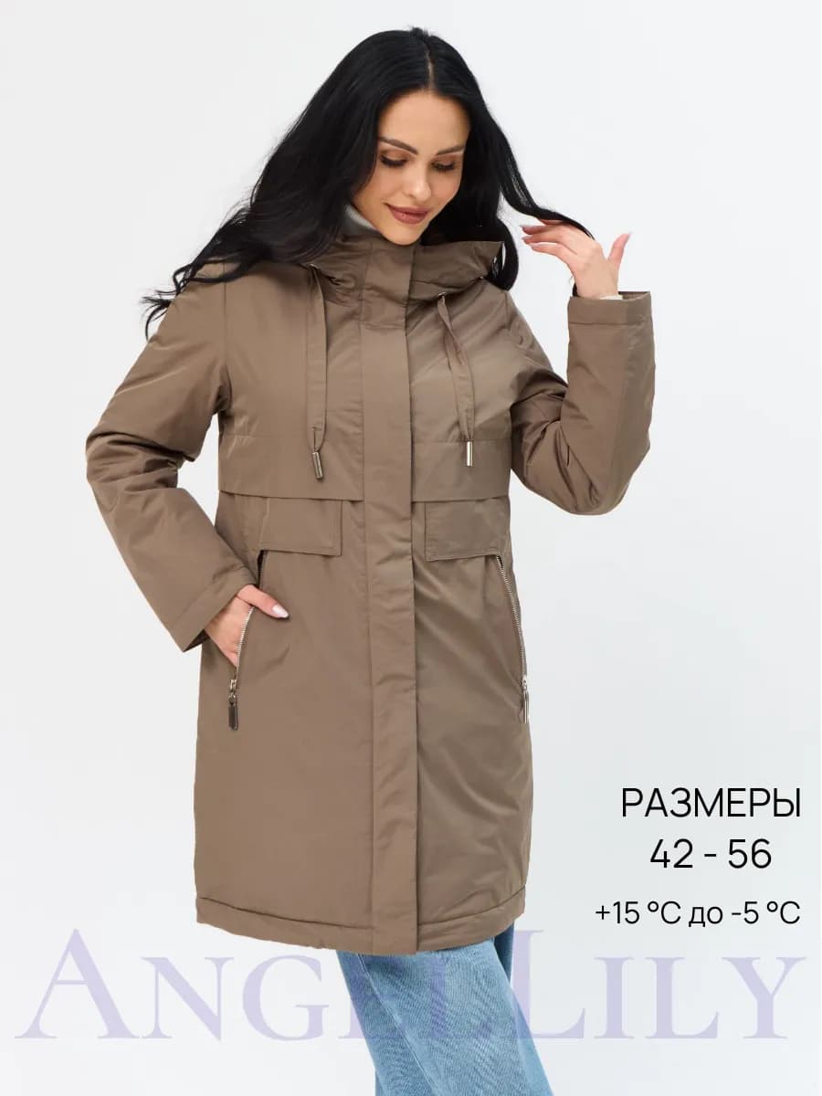 Демисезонная курта большие размеры с капюшоном - фото 1